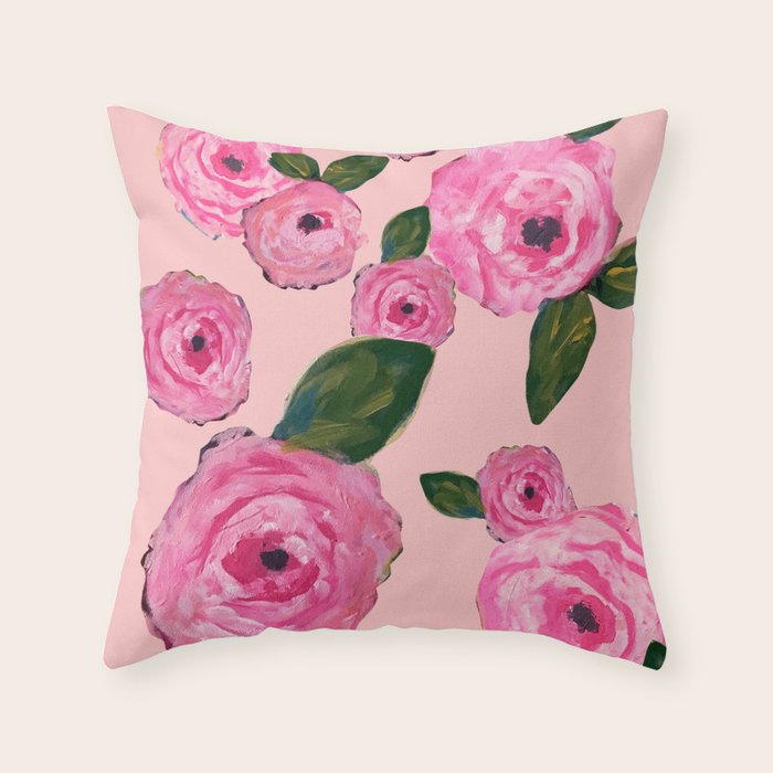 Pink Peonies on Blush Throw Pillow Gallery Image 6