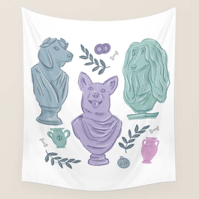 Ancient Greek Dogs Statue Art  Wall Tapestry Gallery Image 4