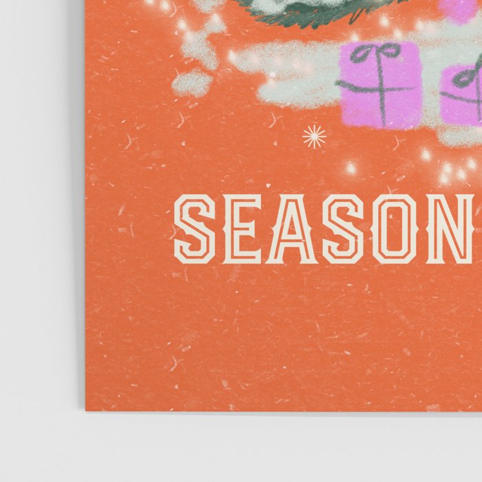 Seasons Greetings Snowy Christmas Tree with Presents Poster Gallery Image 3