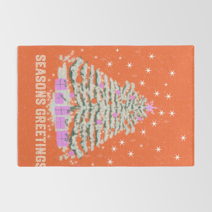 Seasons Greetings Snowy Christmas Tree with Presents Rug Gallery Image 2