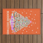 Seasons Greetings Snowy Christmas Tree with Presents Outdoor Rug Gallery Image 1
