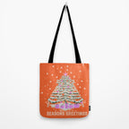 Seasons Greetings Snowy Christmas Tree with Presents Tote Bag Gallery Image 2