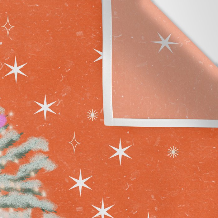Seasons Greetings Snowy Christmas Tree with Presents Wall Tapestry Gallery Image 3