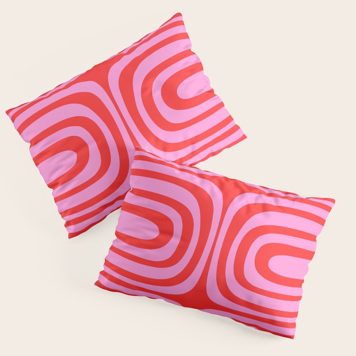 Preppy Pink and Red Abstract Confaab Vertical Pattern Pillow Sham Gallery Image 3
