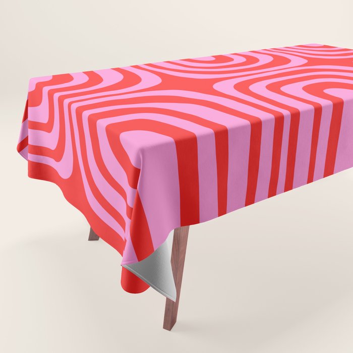 Preppy Pink and Red Abstract Confaab Vertical Pattern Tablecloth Gallery Image 1