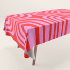 Preppy Pink and Red Abstract Confaab Vertical Pattern Tablecloth Gallery Image 1