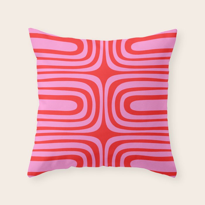 Preppy Pink and Red Abstract Confaab Vertical Pattern Throw Pillow Gallery Image 6