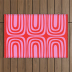 Preppy Pink and Red Abstract Confaab Vertical Pattern Outdoor Rug Gallery Image 1