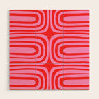 Preppy Pink and Red Abstract Confaab Vertical Pattern Wood Wall Art Gallery Image 1