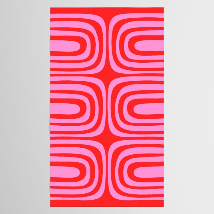 Preppy Pink and Red Abstract Confaab Vertical Pattern Tablecloth Gallery Image 2