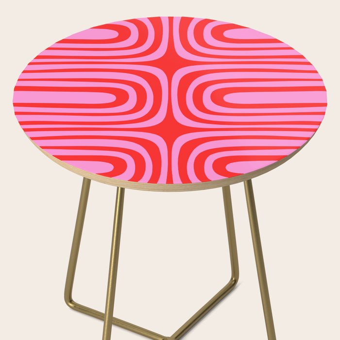 Preppy Pink and Red Abstract Confaab Vertical Pattern Side Table Gallery Image 2