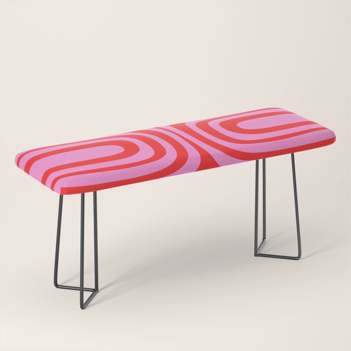 Preppy Pink and Red Abstract Confaab Vertical Pattern Bench Gallery Image 1