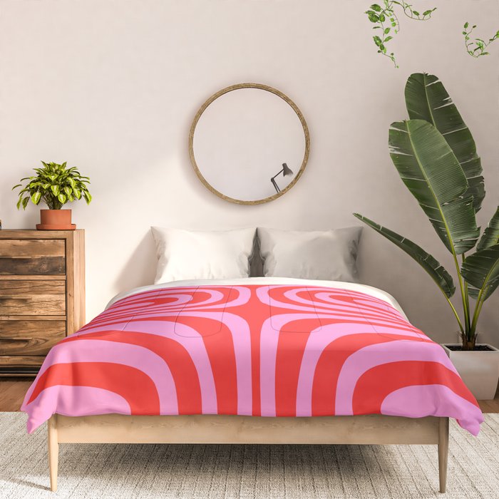 Preppy Pink and Red Abstract Confaab Vertical Pattern Comforter Gallery Image 3