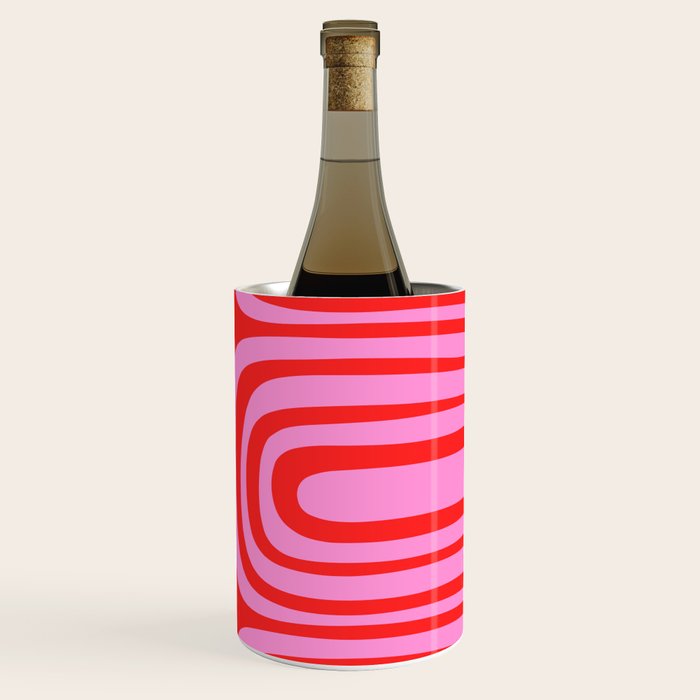 Preppy Pink and Red Abstract Confaab Vertical Pattern Wine Chiller Gallery Image 3