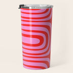 Preppy Pink and Red Abstract Confaab Vertical Pattern Travel Mug Gallery Image 3