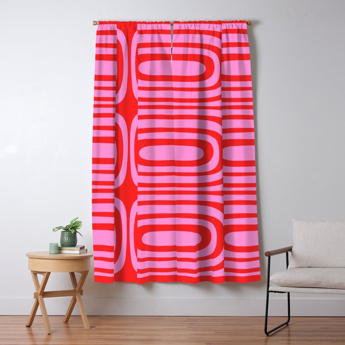 Preppy Pink and Red Abstract Confaab Vertical Pattern Window Curtain Gallery Image 1