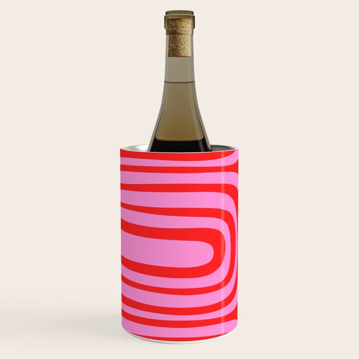 Preppy Pink and Red Abstract Confaab Vertical Pattern Wine Chiller Gallery Image 2