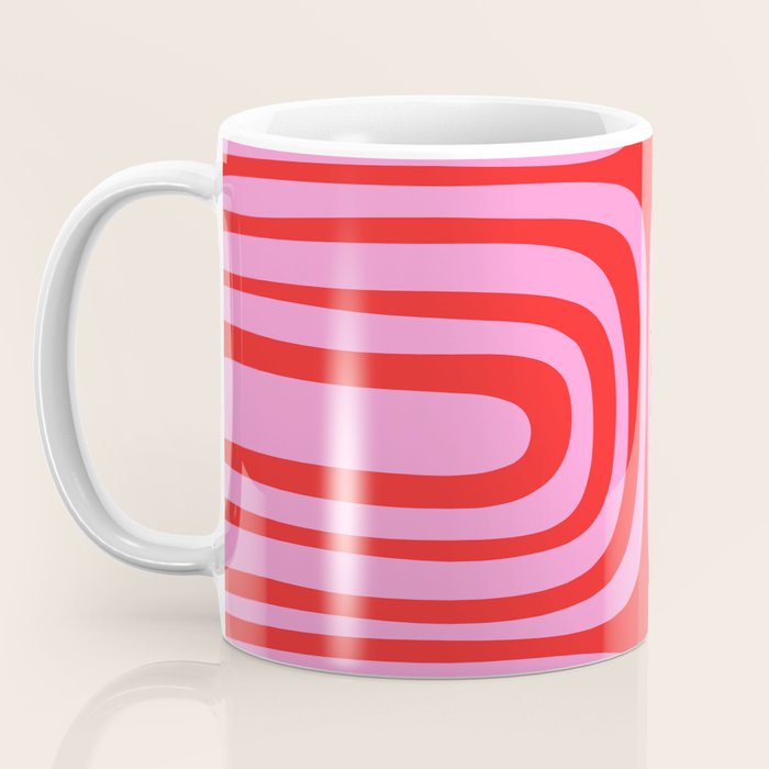 Preppy Pink and Red Abstract Confaab Vertical Pattern Coffee Mug Gallery Image 3