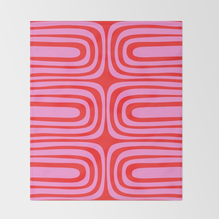Preppy Pink and Red Abstract Confaab Vertical Pattern Throw Blanket Gallery Image 2