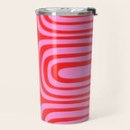 Preppy Pink and Red Abstract Confaab Vertical Pattern Travel Mug Gallery Image 2