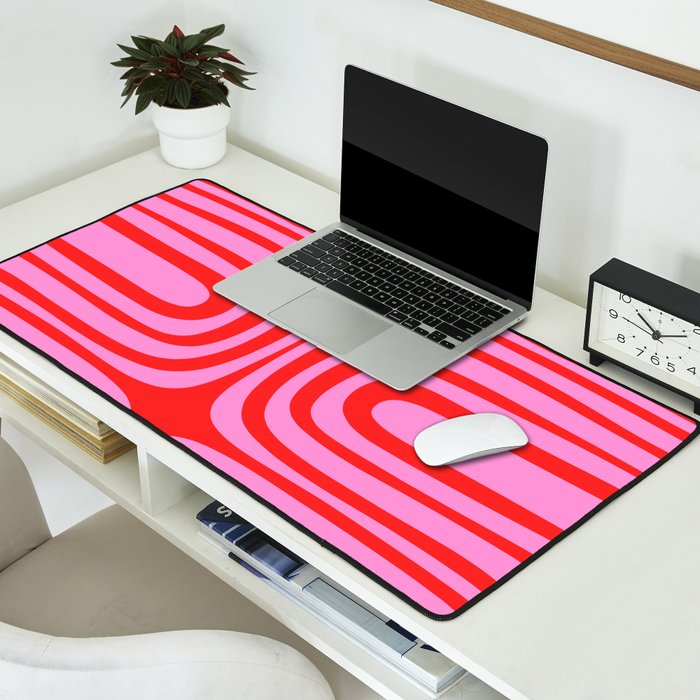 Preppy Pink and Red Abstract Confaab Vertical Pattern Desk Mat Gallery Image 2