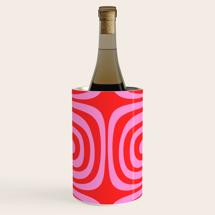 Preppy Pink and Red Abstract Confaab Vertical Pattern Wine Chiller Gallery Image 1