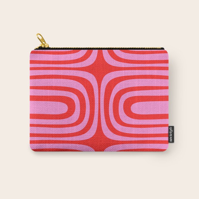 Preppy Pink and Red Abstract Confaab Vertical Pattern Carry All Pouch Gallery Image 1