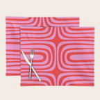 Preppy Pink and Red Abstract Confaab Vertical Pattern Placemat Gallery Image 1