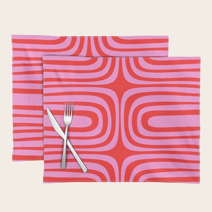 Preppy Pink and Red Abstract Confaab Vertical Pattern Placemat Gallery Image 1