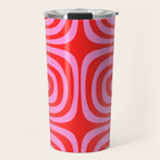 Preppy Pink and Red Abstract Confaab Vertical Pattern Travel Mug Gallery Image 1