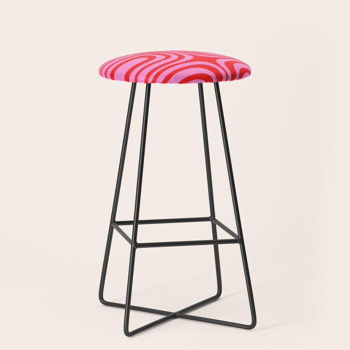 Preppy Pink and Red Abstract Confaab Vertical Pattern Stool Gallery Image 1