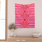Preppy Pink and Red Abstract Confaab Vertical Pattern Wall Tapestry Gallery Image 2