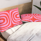 Preppy Pink and Red Abstract Confaab Vertical Pattern Pillow Sham Gallery Image 2