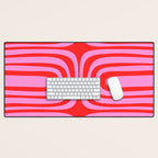 Preppy Pink and Red Abstract Confaab Vertical Pattern Desk Mat Gallery Image 1
