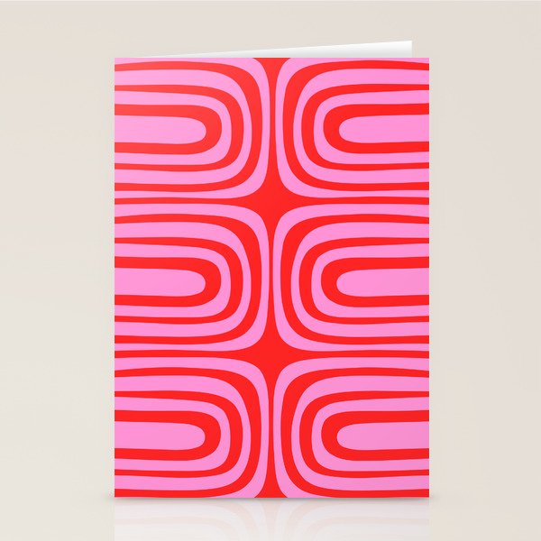 Preppy Pink and Red Abstract Confaab Vertical Pattern Stationery Card Gallery Image 2