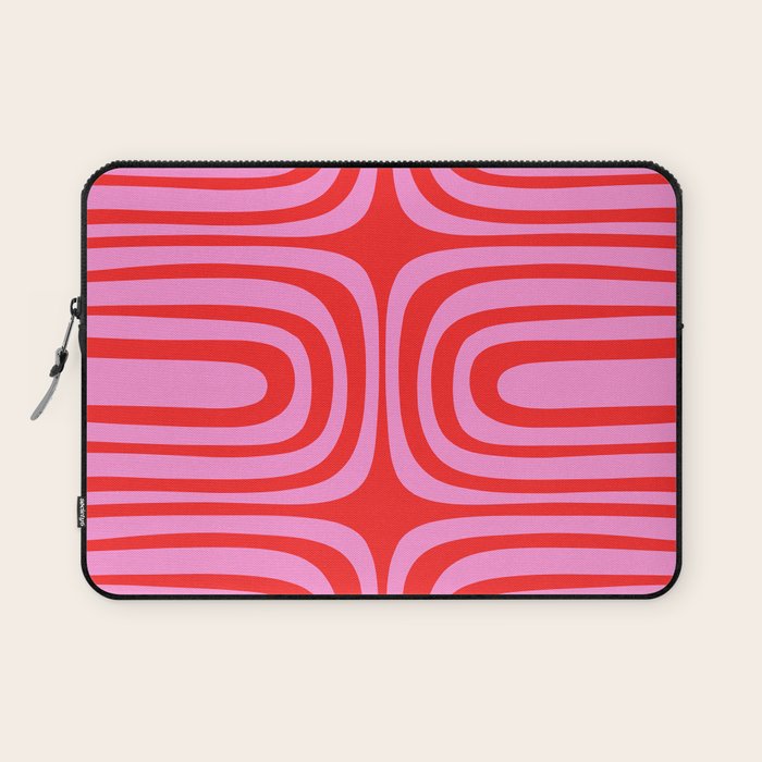 Preppy Pink and Red Abstract Confaab Vertical Pattern Laptop Sleeve Gallery Image 1