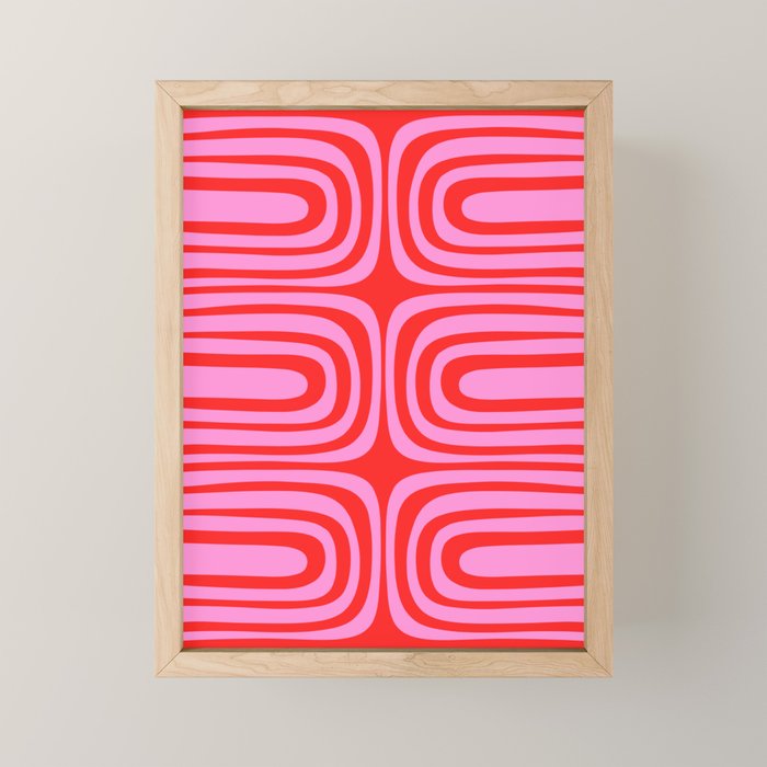 Preppy Pink and Red Abstract Confaab Vertical Pattern Mini Art Print Gallery Image 1