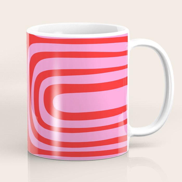 Preppy Pink and Red Abstract Confaab Vertical Pattern Coffee Mug Gallery Image 1