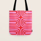 Preppy Pink and Red Abstract Confaab Vertical Pattern Tote Bag Gallery Image 1