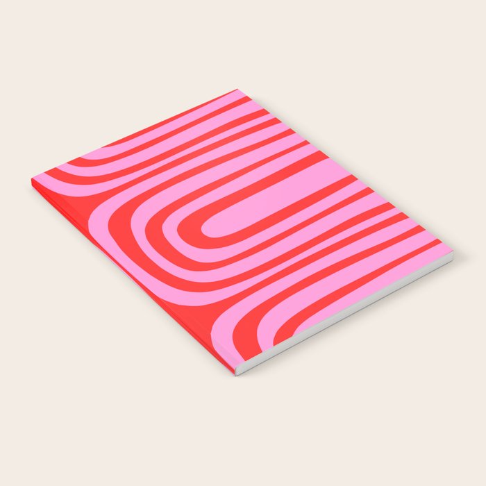 Preppy Pink and Red Abstract Confaab Vertical Pattern Notebook Gallery Image 2