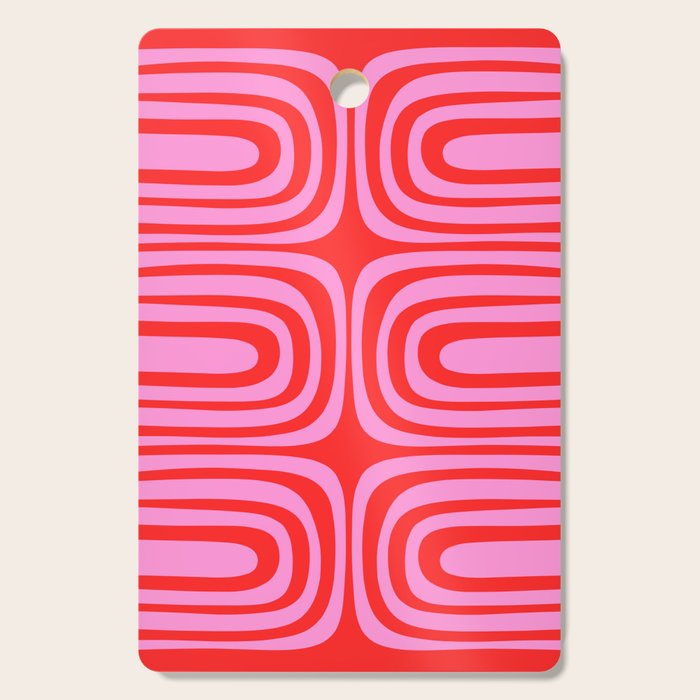 Preppy Pink and Red Abstract Confaab Vertical Pattern Cutting Board Gallery Image 1