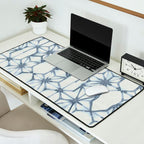 Simply Shibori Stars in Indigo Blue on Lunar Gray Desk Mat Gallery Image 2