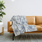 Simply Shibori Stars in Indigo Blue on Lunar Gray Throw Blanket Gallery Image 1