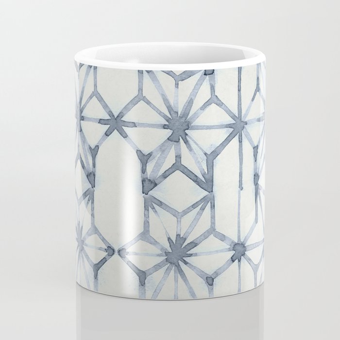 Simply Shibori Stars in Indigo Blue on Lunar Gray Coffee Mug Gallery Image 4