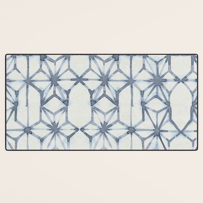Simply Shibori Stars in Indigo Blue on Lunar Gray Desk Mat Gallery Image 3