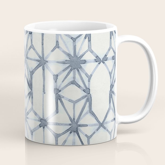 Simply Shibori Stars in Indigo Blue on Lunar Gray Coffee Mug Gallery Image 1