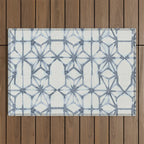 Simply Shibori Stars in Indigo Blue on Lunar Gray Outdoor Rug Gallery Image 1