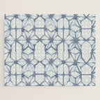 Simply Shibori Stars in Indigo Blue on Lunar Gray Jigsaw Puzzle Gallery Image 1