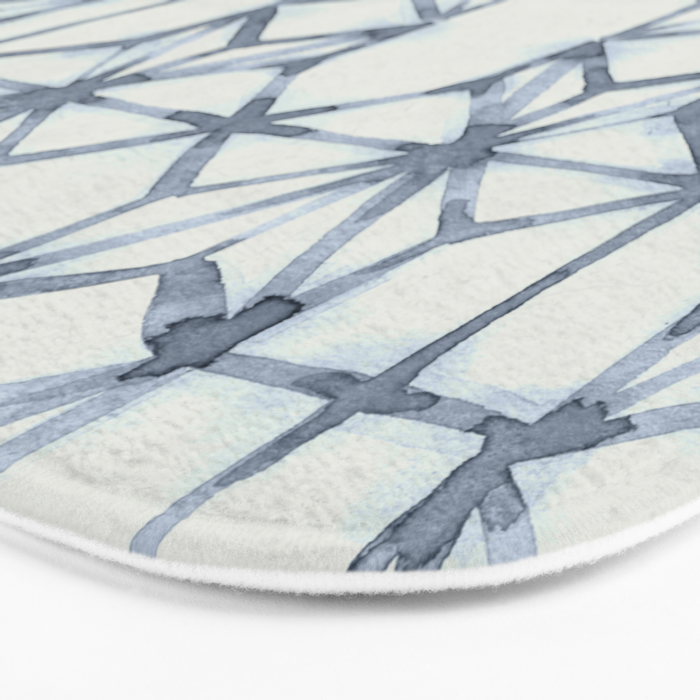 Simply Shibori Stars in Indigo Blue on Lunar Gray Bath Mat Gallery Image 3
