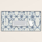 Simply Shibori Stars in Indigo Blue on Lunar Gray Desk Mat Gallery Image 1